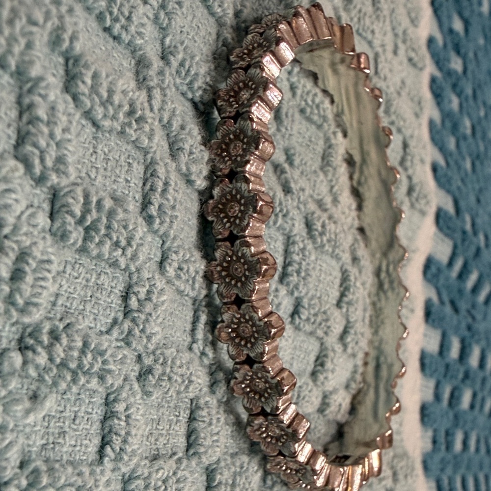 Sterling Silver Bangle Bracelet with crystal accents